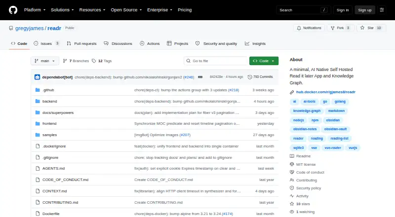 Readr's website