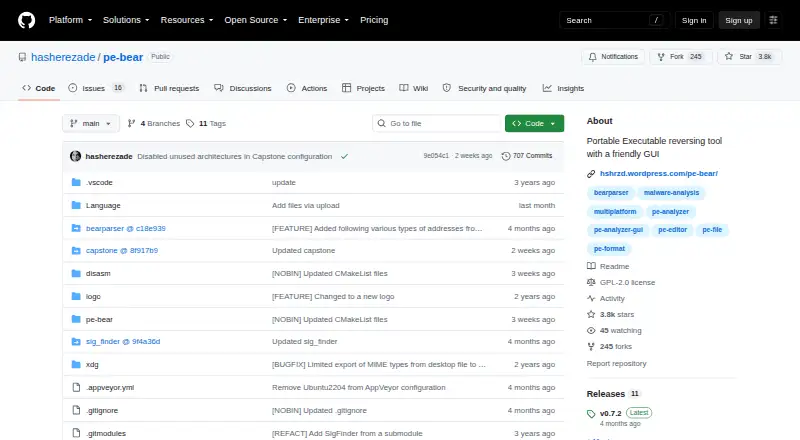 The PE-bear homepage