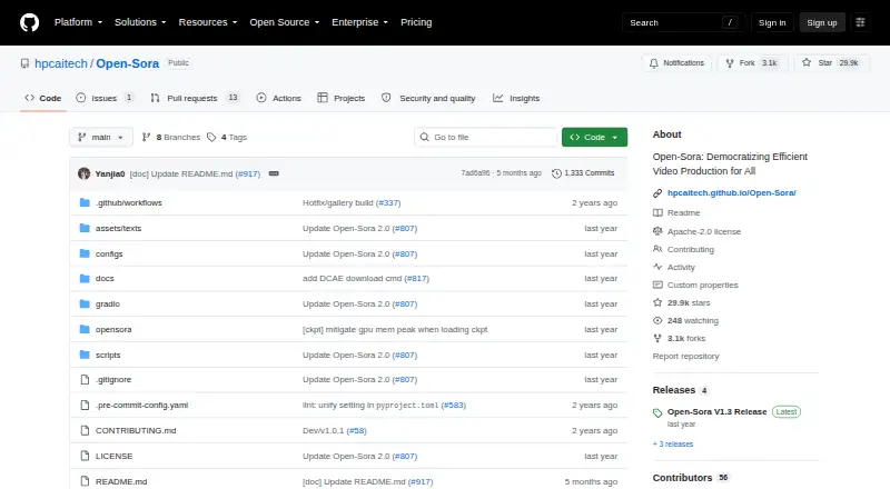 The Open-Sora homepage