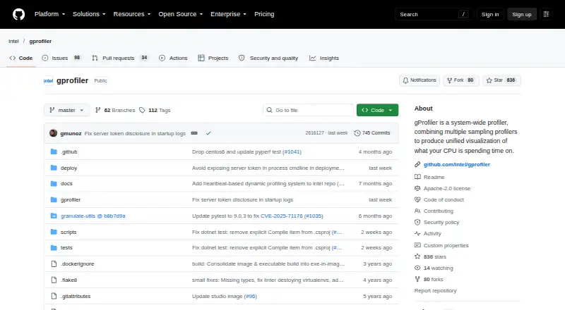 Intel gProfiler's website