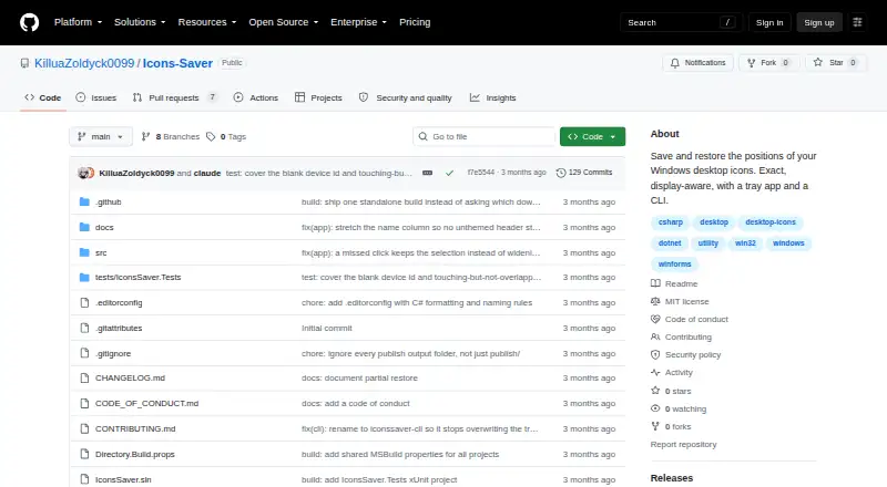 The Icons Saver homepage