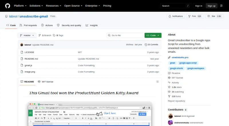 Gmail Unsubscriber's website