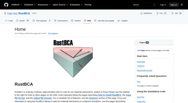 The RustBCA homepage