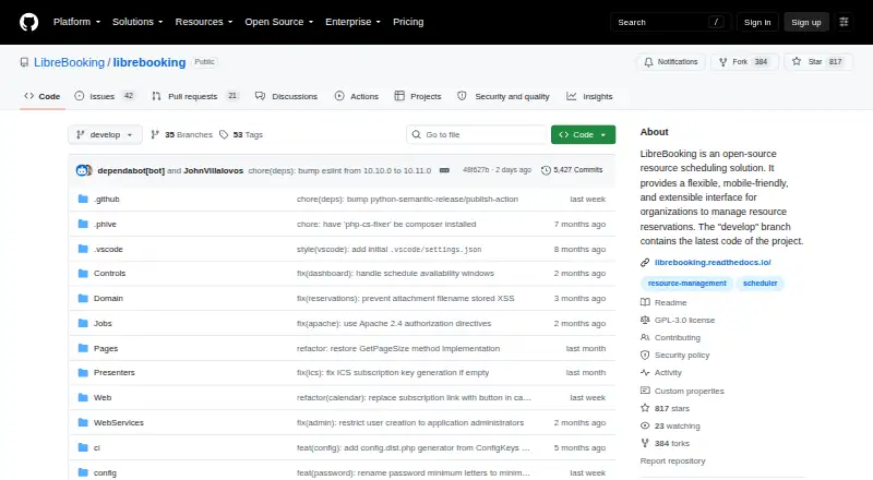 LibreBooking's website