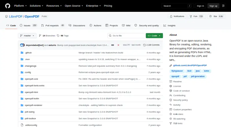 OpenPDF's website