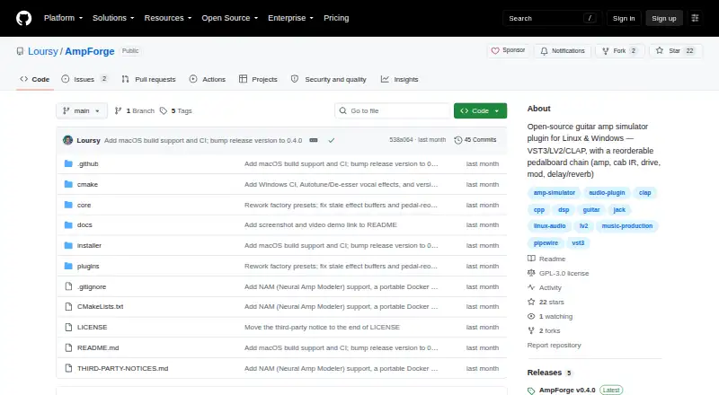 AmpForge's website