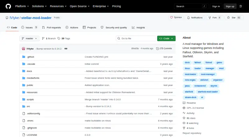 Stellar Mod Loader's website
