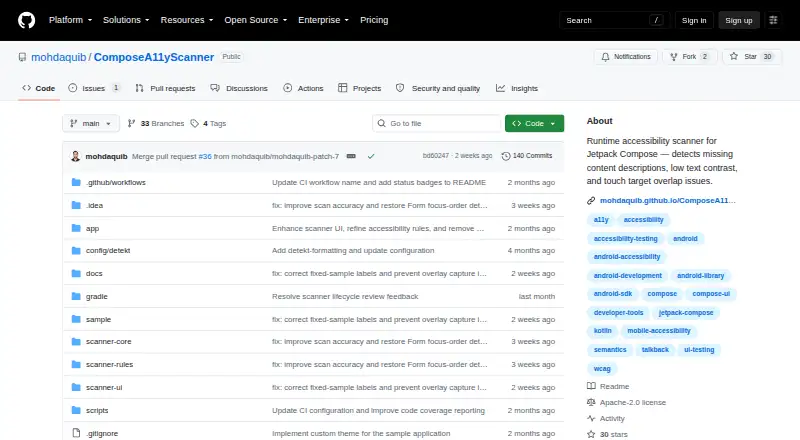 The ComposeA11yScanner homepage