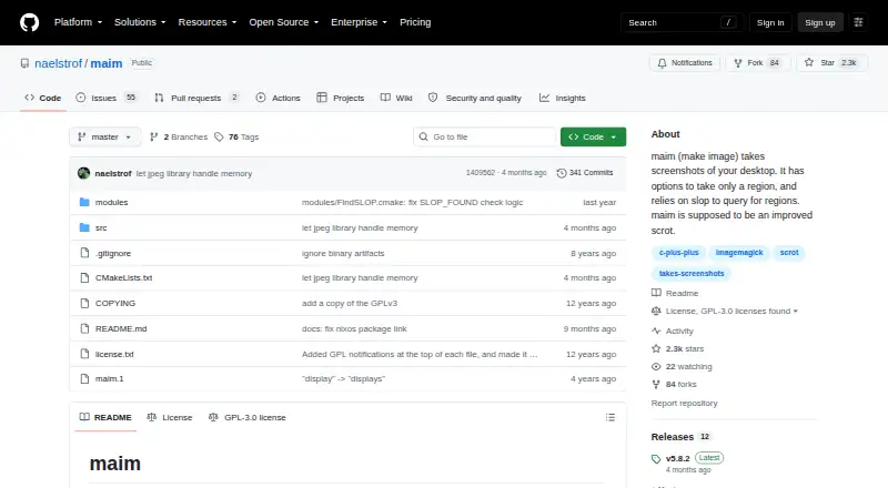 The Maim homepage