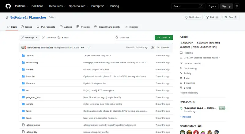 The FLauncher homepage