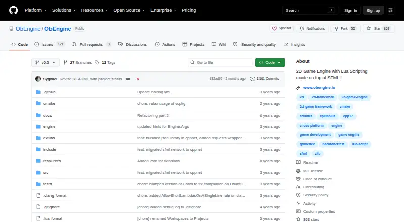 The ÖbEngine homepage