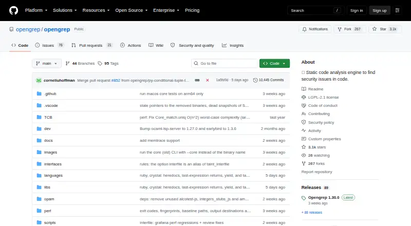 The OpenGrep homepage