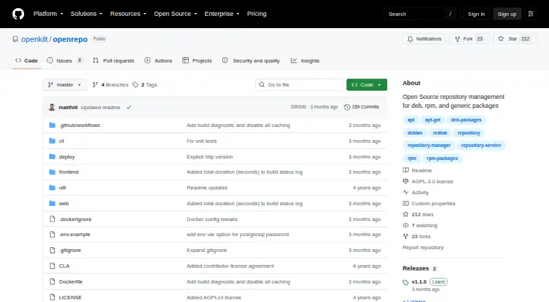 OpenRepo's website
