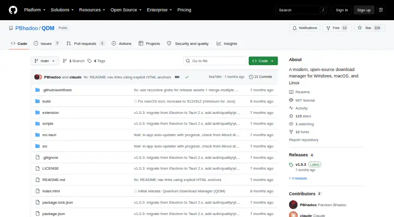Quantum Download Manager's website