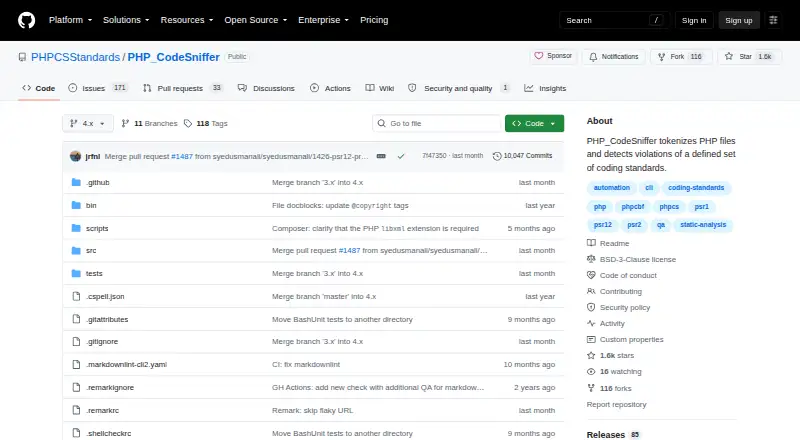 PHP_CodeSniffer's website