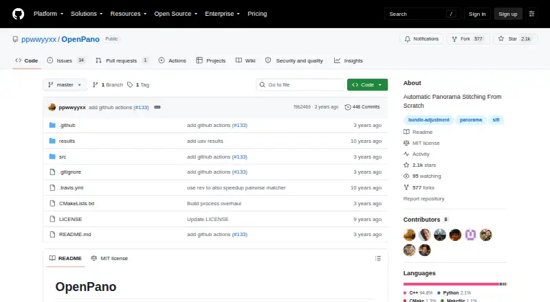 OpenPano's website