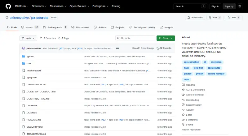 The PX Secrets homepage