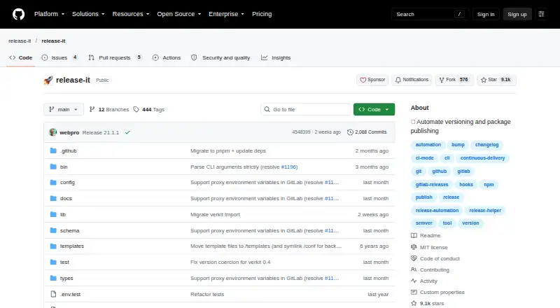 release-it's website