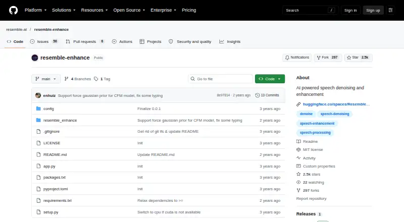 Resemble Enhance's website