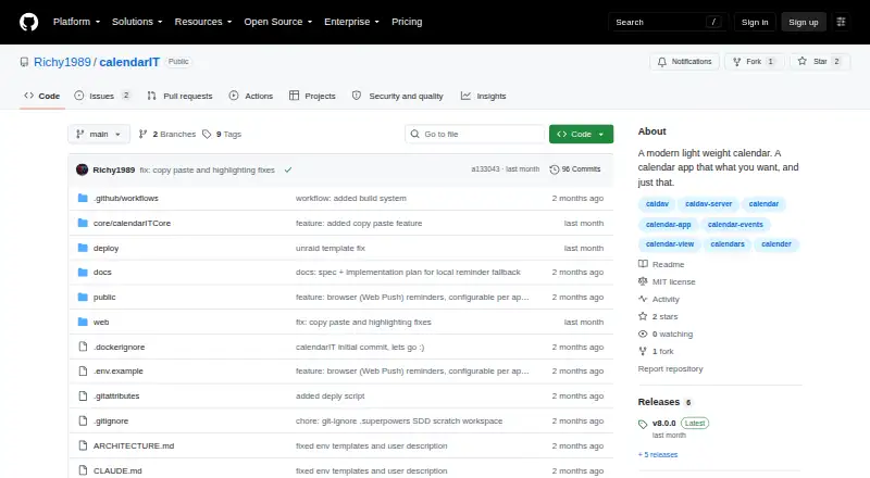 The CalendarIT homepage