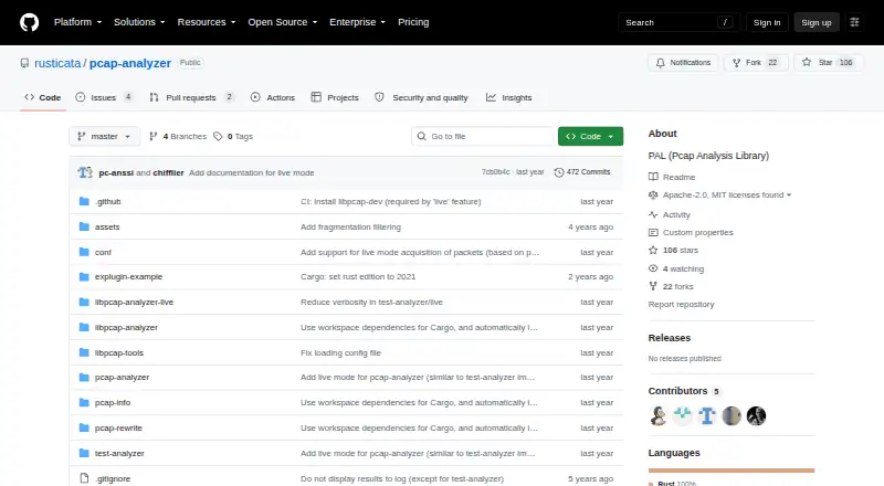 PAL (Pcap Analysis Library)'s website