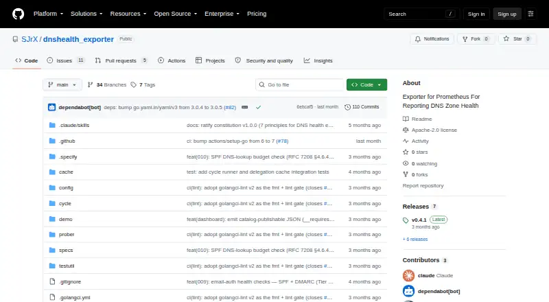 The dnshealth_exporter homepage