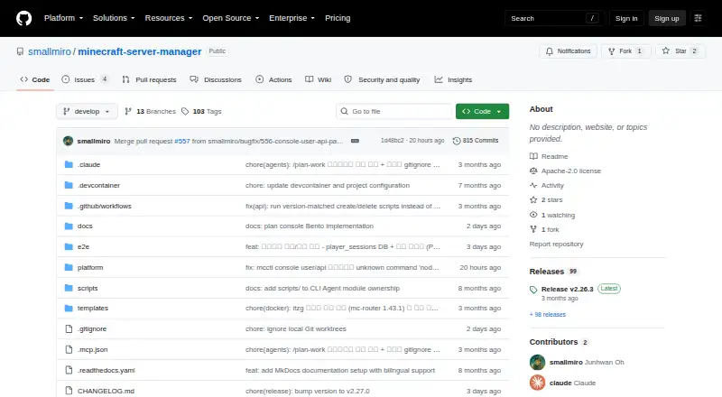 Minecraft Server Manager's website