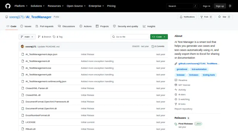 AI Test Manager's website