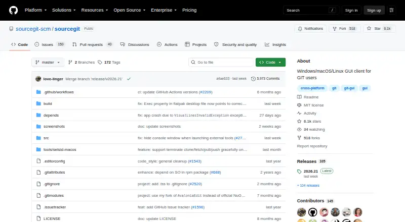 The SourceGit homepage