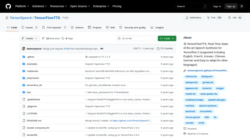 TensorFlowTTS's website