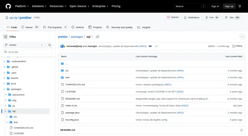 Prettier SQL's website