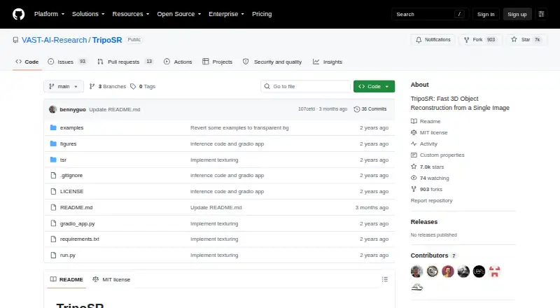 TripoSR's website