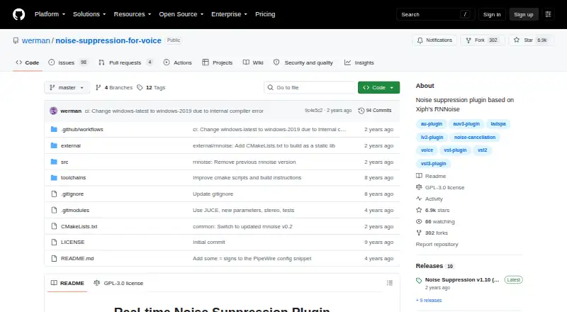 Noise Suppression for Voice's website