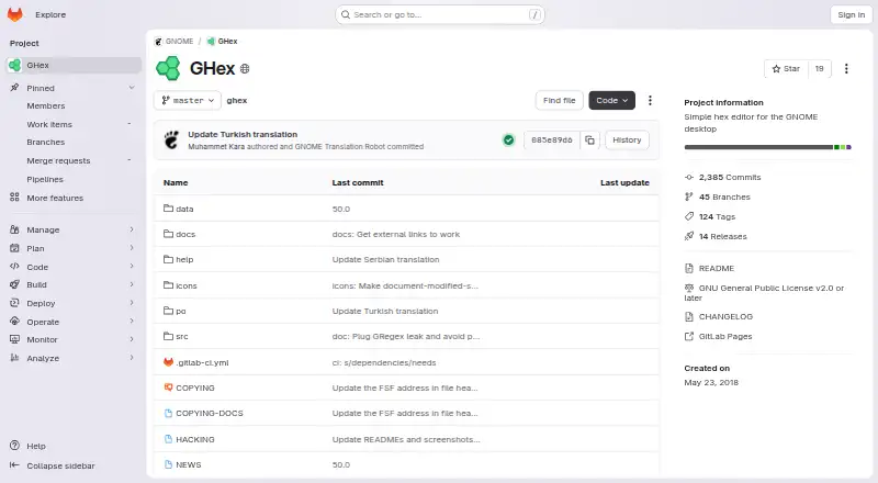 The GHex homepage