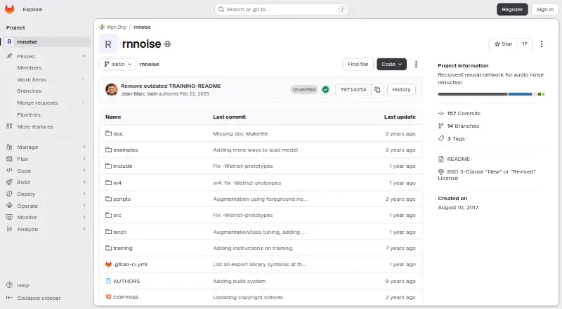 RNNoise's website