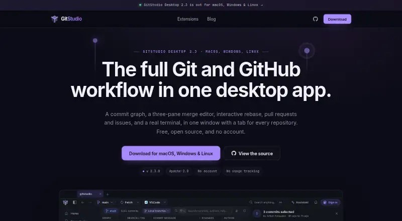 The GitStudio homepage
