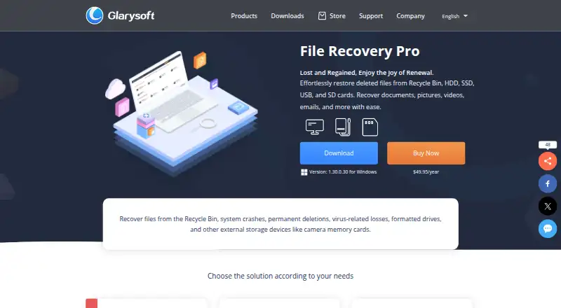 Glarysoft File Recovery Pro's website
