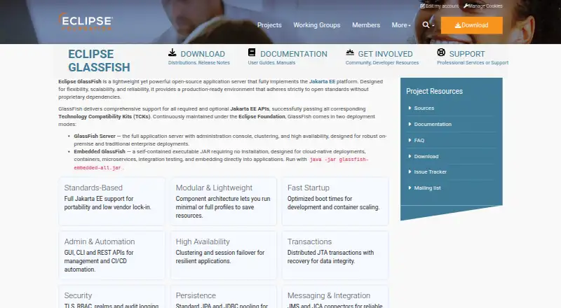 Eclipse GlassFish's website