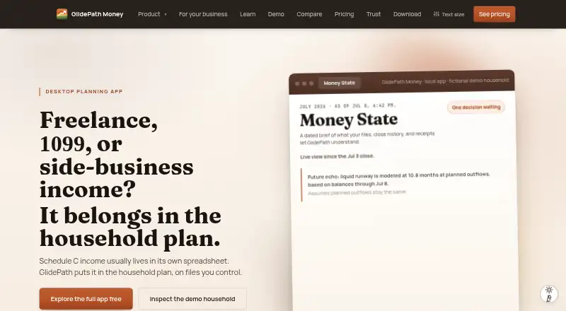 The GlidePath Money homepage