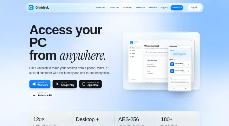 Glintdesk's website