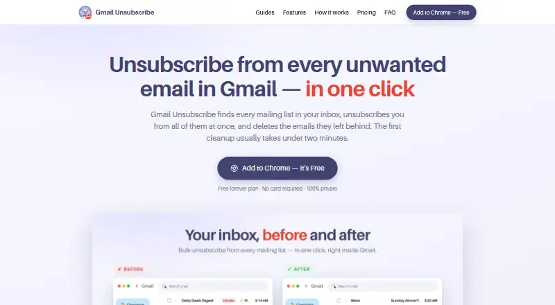 Gmail Unsubscribe's website