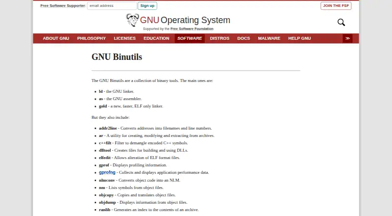 GNU Binutils's website