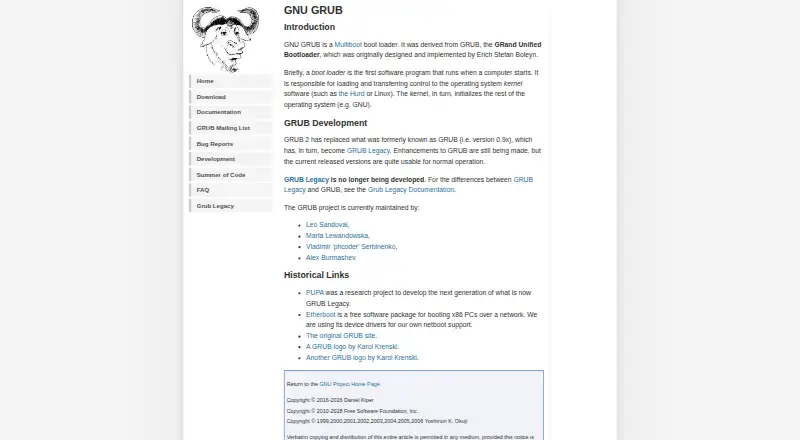 GNU GRUB's website