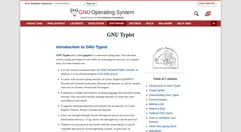 GNU Typist's website