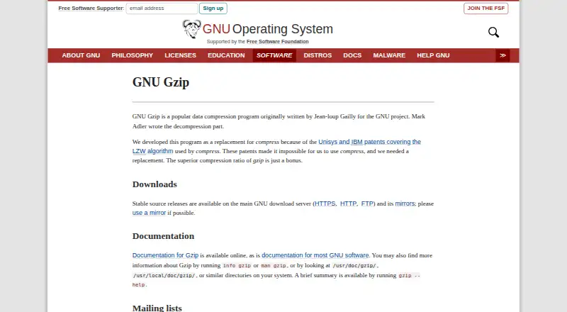 GNU Gzip's website