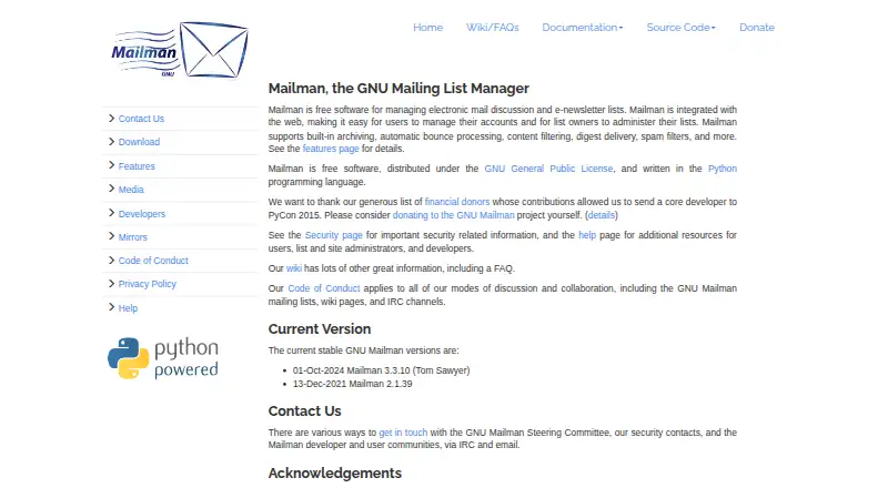 Mailman's website