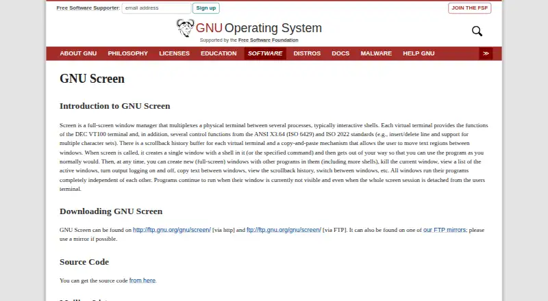 GNU Screen's website