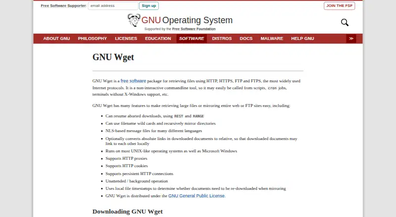 GNU Wget's website