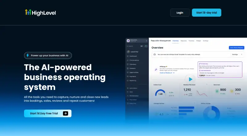 The HighLevel homepage