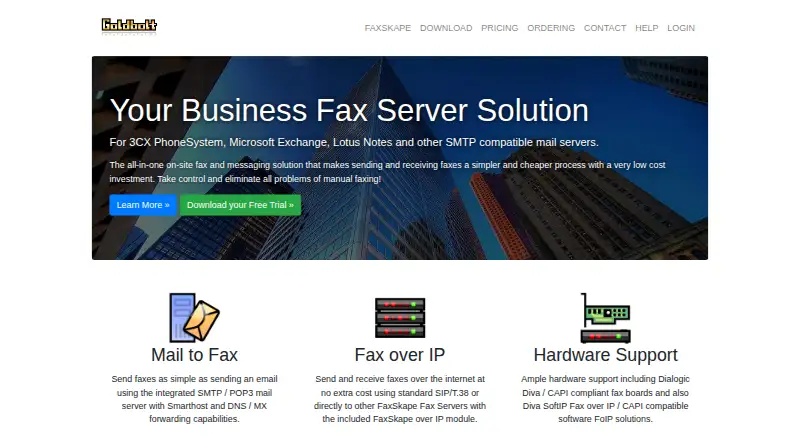 GoldBolt FaxSkape's website